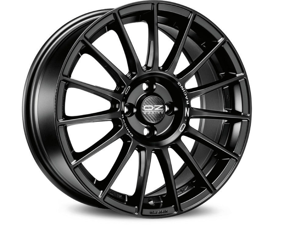 RIM OZ SUPERTURISMO LM 7.5x17 ET35 5x100 MATT BLACK SILVER LETTERING KBA NAD