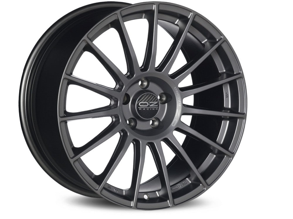 LLANTA OZ SUPERTURISMO LM 8,5x19 ET38 5x112 MATT GRAPHITE SILVER LETTERING KBA NAD