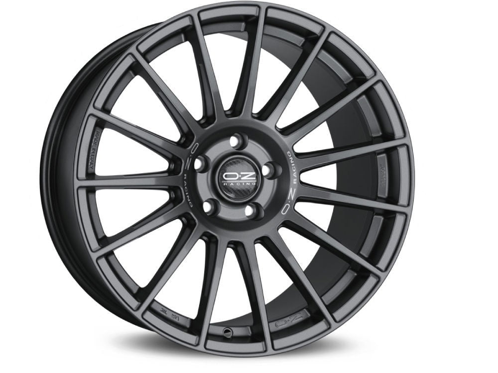 LLANTA OZ SUPERAKING DAKAR 9.5x21 ET46 5x130 71.56 MATT GRAPHITE SILVER LETTERING