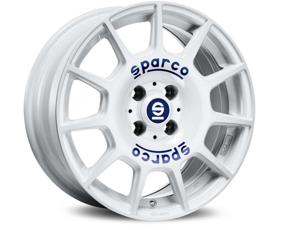 LLANTA SPARCO WHEELS SPARCO TERRA 7,5X17 ET35 5X100 63,3 WHITE BLUE LETTERING