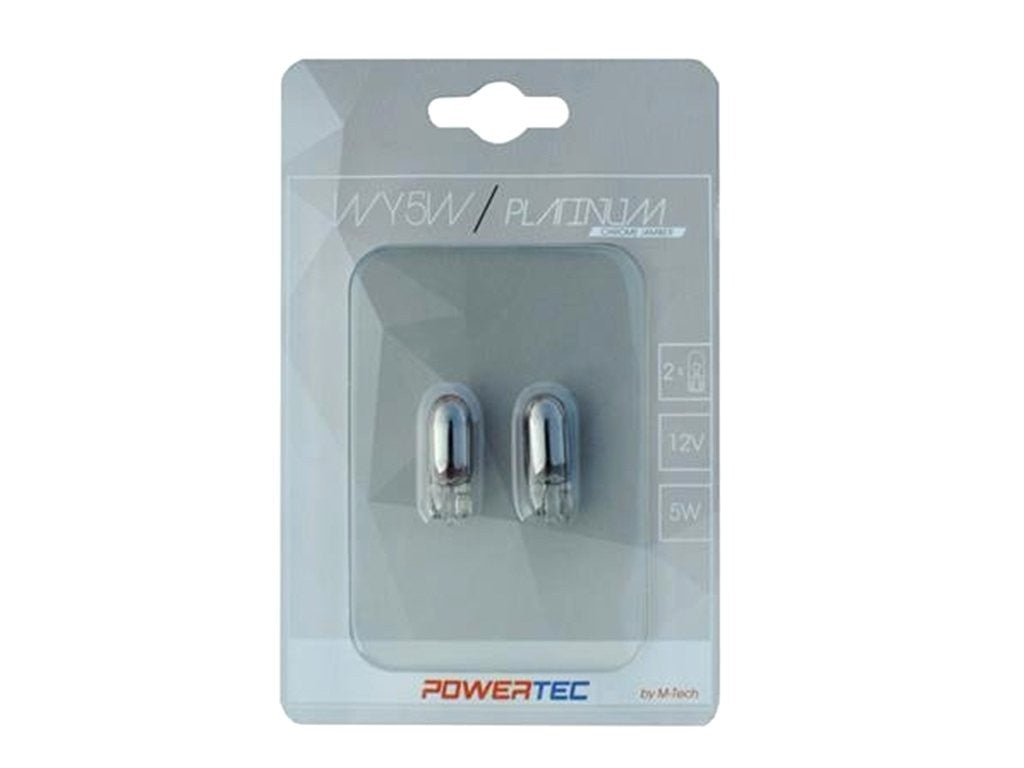 POWERTEC PLATINUM WY5W T10 5W WEDGE 12V CHROME BLISTER