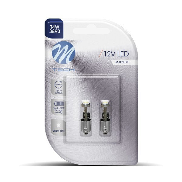 BLISTER 2X M-TECH ECONO LB319W - BA9S, 3XSMD5050 LED, 12V, CANBUS, BLANCO