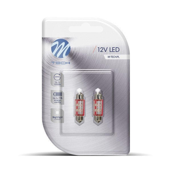 BOMBILLAS LED SMD ROJO PLAFON 36MM 12V C5W