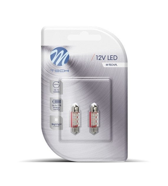 BOMBILLAS LED SMD ROJO PLAFON 36MM 12V C5W