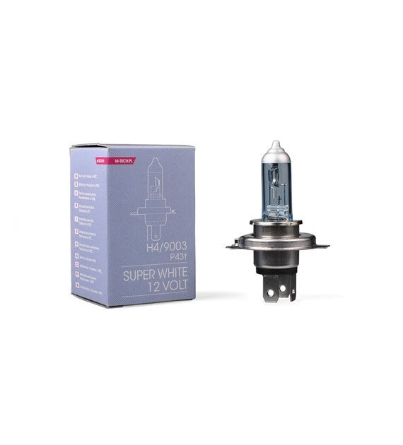 LÁMPARA HALÓGENA M-TECH SUPER WHITE HB2 P43T 12V/55W H4 9003 | 10 UDS
