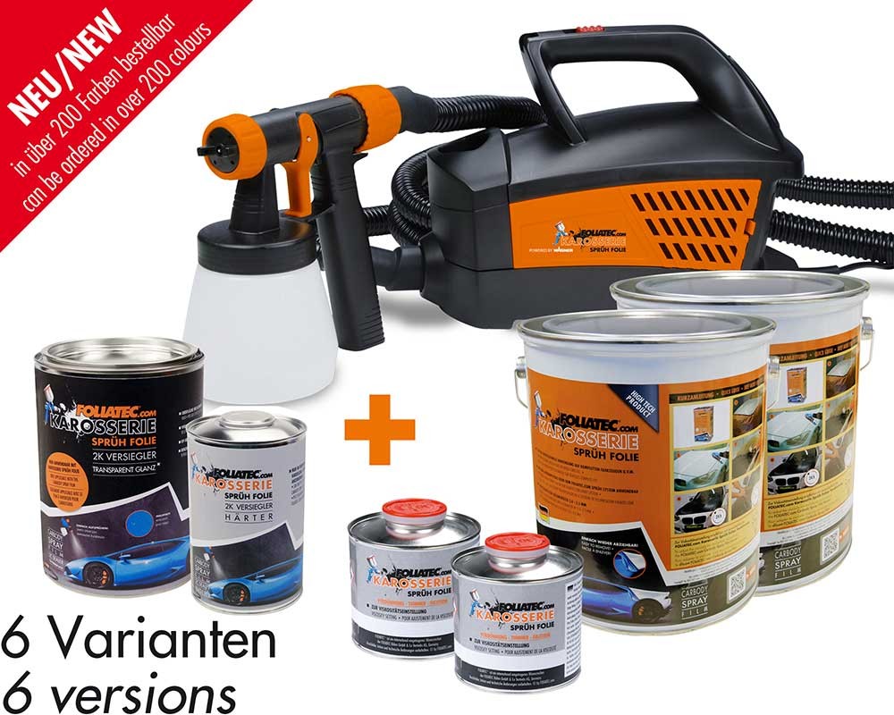 FOLIATEC DIY SPRAY SYSTEM - PRO SET MATTE WHITE + 2C GLOSS SEALER