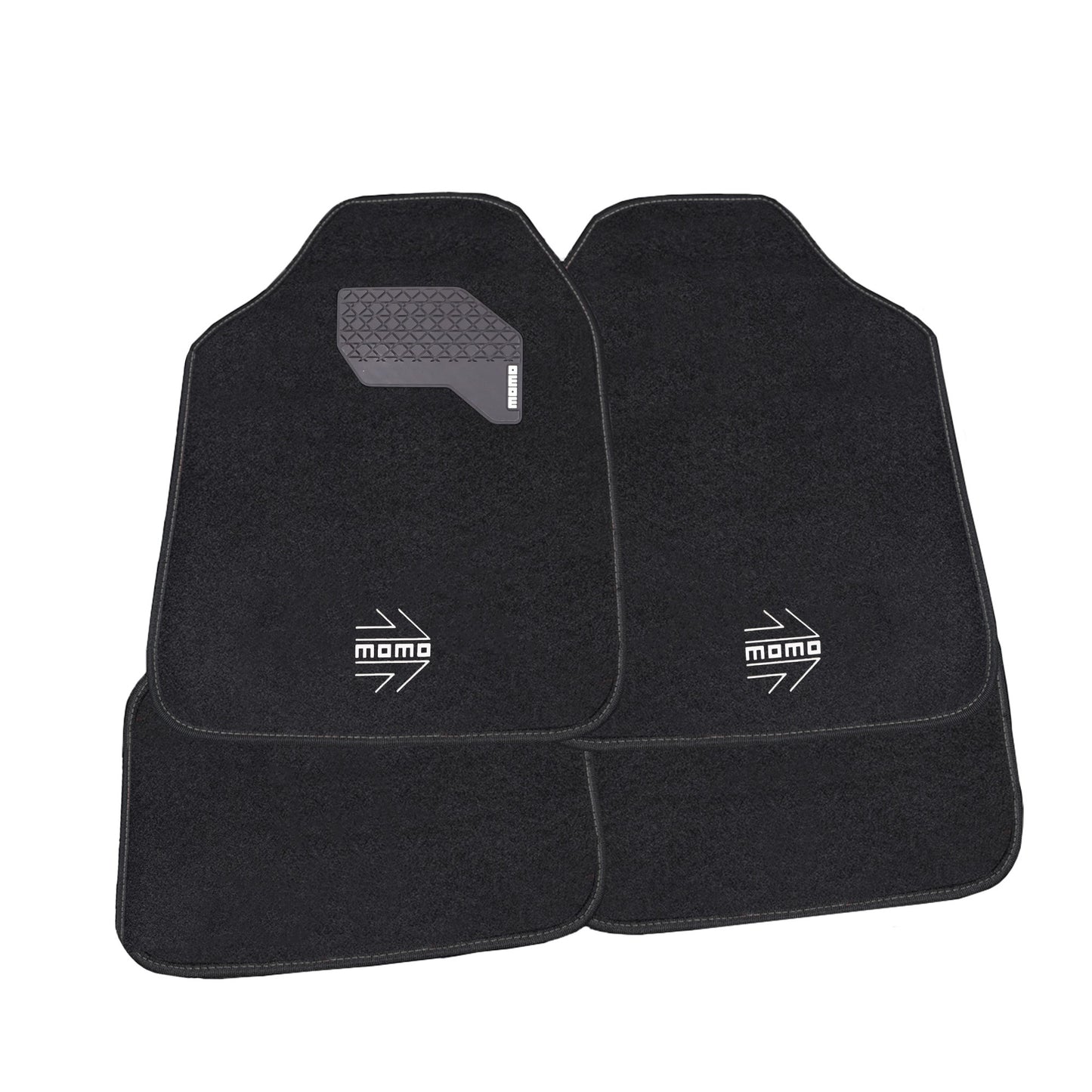 SET COMPLETO 4 PIEZAS ALFOMBRAS MOMO 015 UNIVERSALES NEGRO/BLANCO