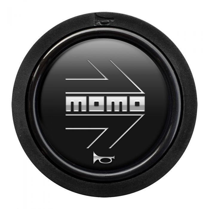 PACK 10 PULSADOR MOMO ARROW LOGO NEGRO MATE CROMADO 2CC F