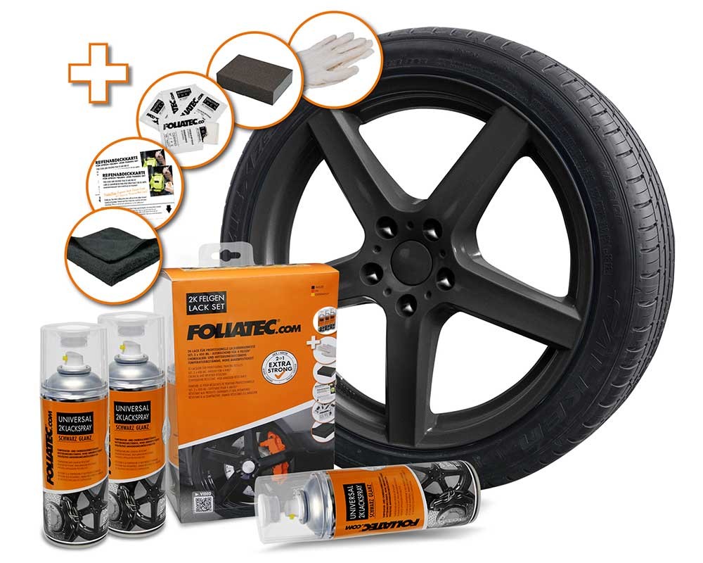 KIT DE PINTURA EN SPRAY PARA LLANTAS 2C NEGRO BRILLANTE