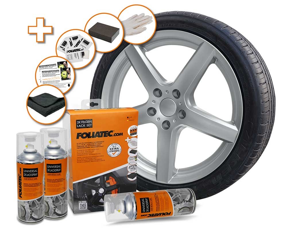 KIT DE PINTURA EN SPRAY PARA LLANTAS 2C PLATEADO METÁLICO BRILLANTE