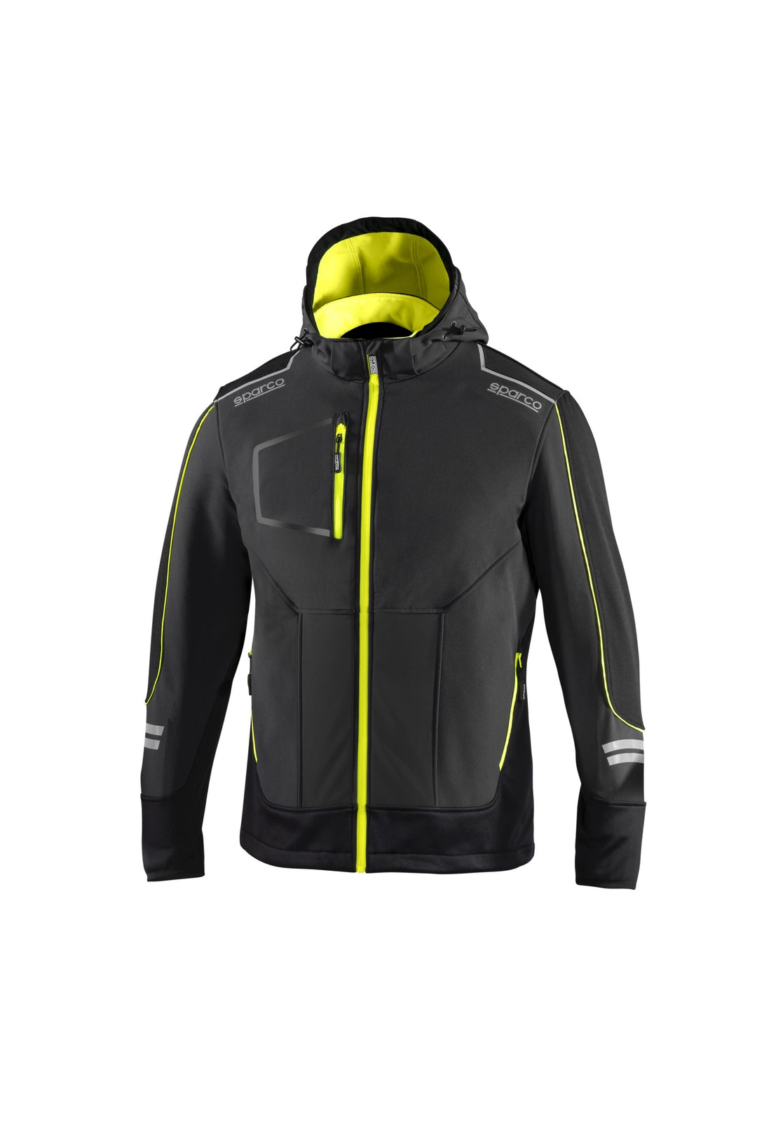 CHAQUETA SOFT-SHELL TECH TW TALLA XL GRIS/AMARILLO FLUO
