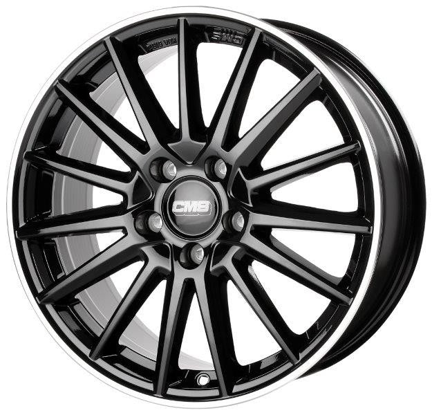 LLANTA CMS 8x18 ET43 5x112 66.5 BORDE NEGRO DIAMANTE BRILLANTE