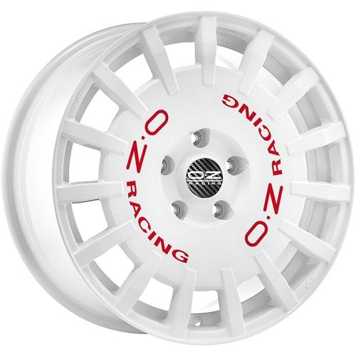 LLANTA OZ RACING RALLY RACING 8X17 ET35 5X112 BLANCO RED LETTERING