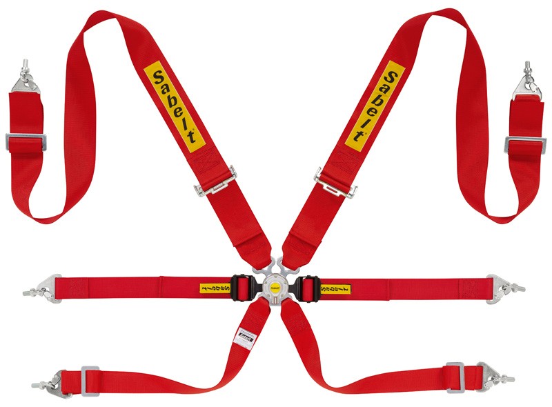 6-PUNKT-STAHL-RALLYE-GURT 3"+2" FIA8853-2016 ROT