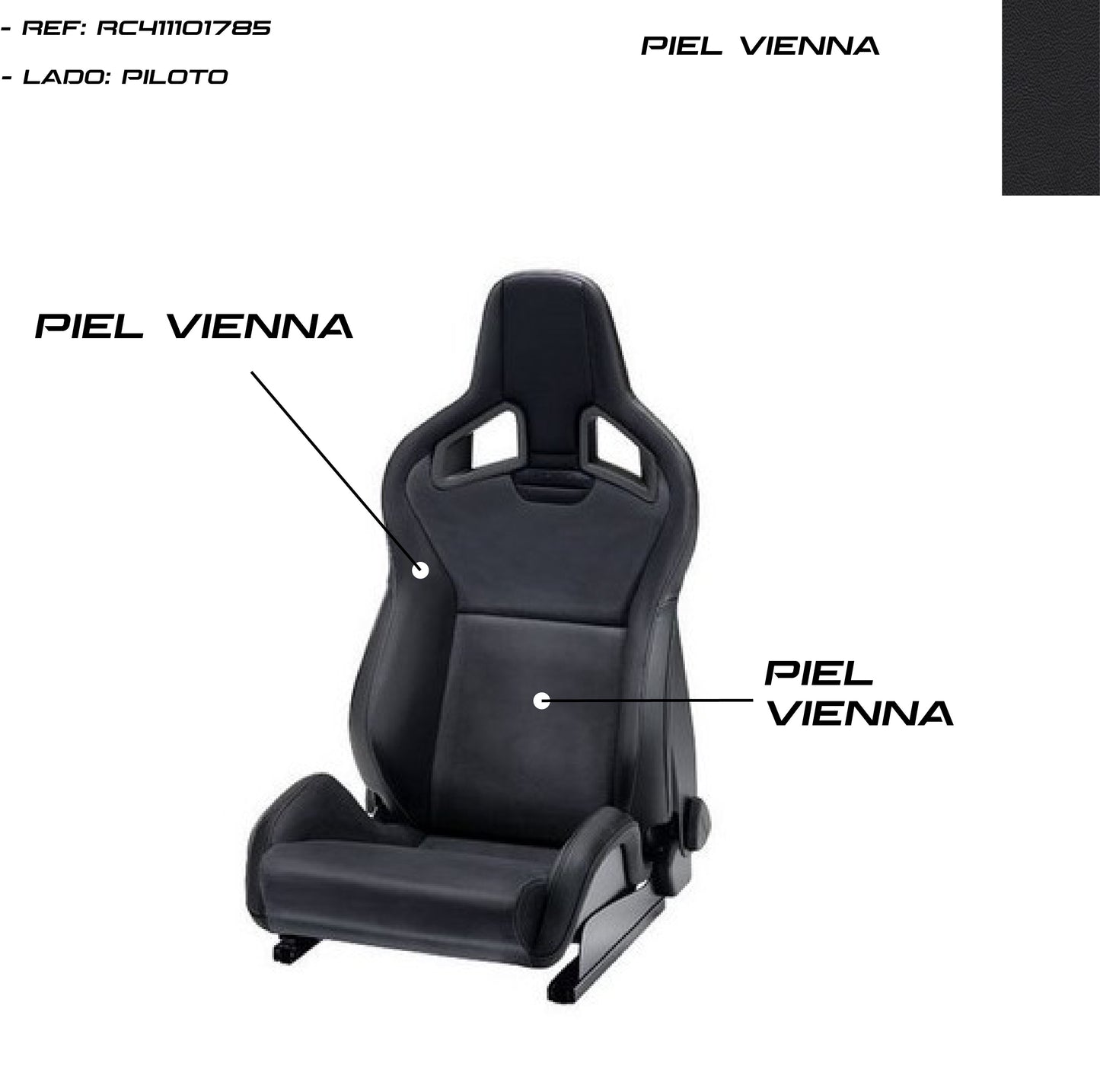 ASIENTO RECARO SPORTSTER CS AIRBAG CALEFACCION PIEL VIENNA NEGRO PILOTO