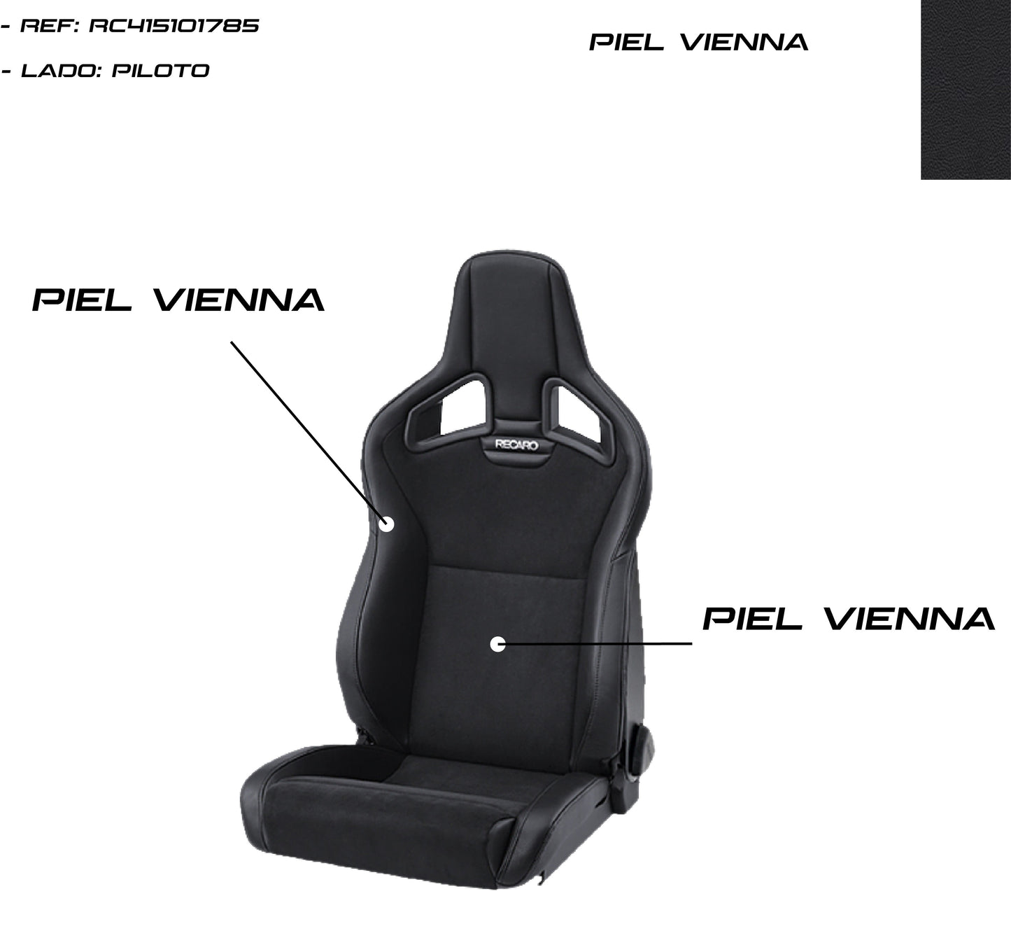 ASIENTO RECARO CROSS SPORTSTER CS AIRBAG CALEFACCION PIEL VIENNA NEGRO PILOTO