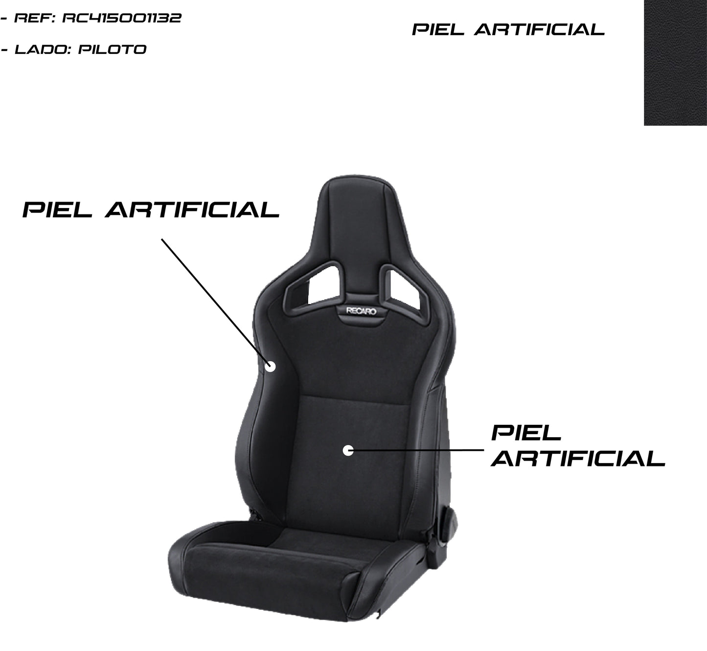 ASIENTO RECARO CROSS SPORTSTER CS AIRBAG PIEL ARTIFICIAL NEGRO PILOTO