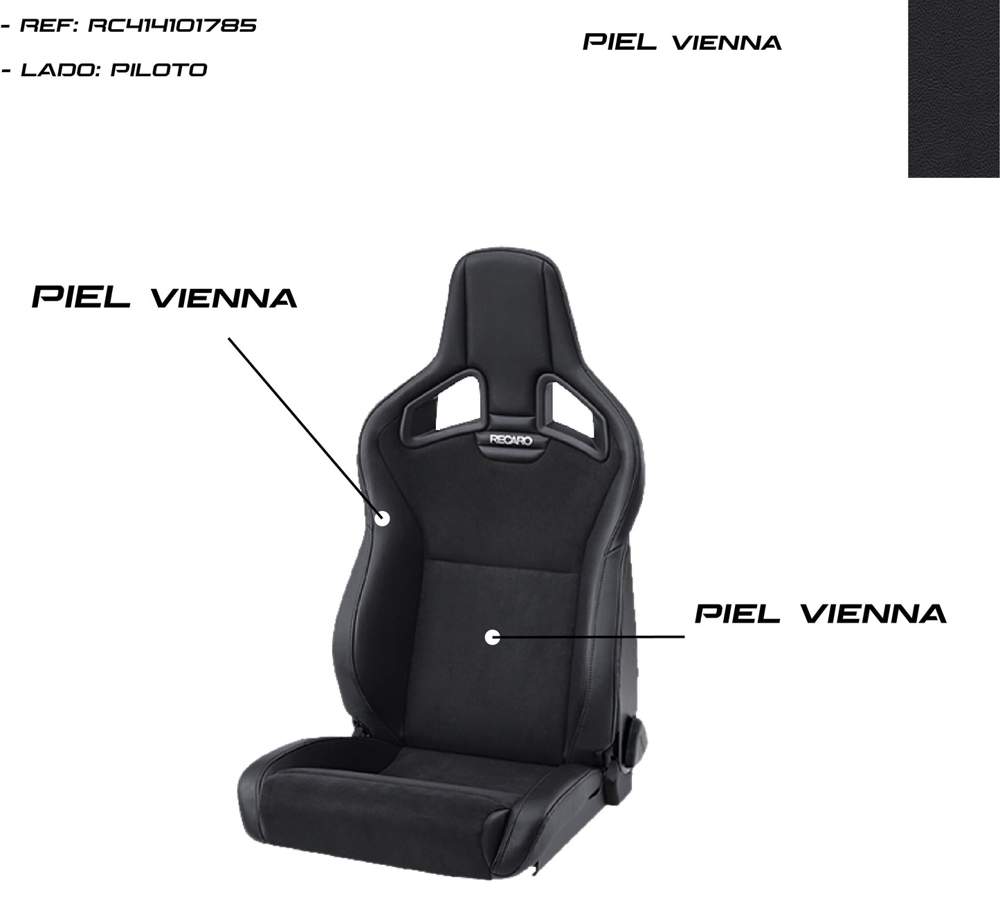 ASIENTO RECARO CROSS SPORTSTER CS CALEFACCION PIEL VIENNA NEGRO PILOTO