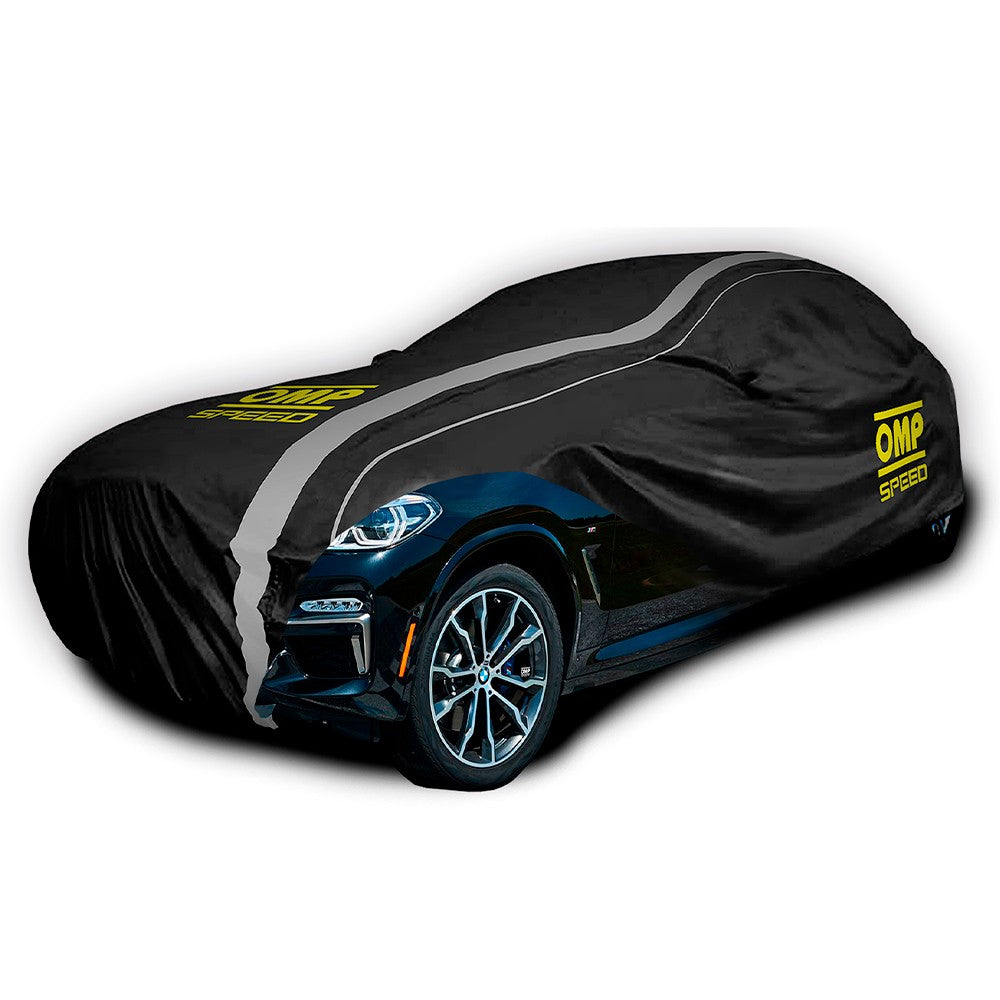 OMP SPEED FUNDA CUBRE COCHES EXTERIOR/INTERIOR, IMPERMEABLE, 4 CAPAS PARA SUV TALLA XL, 533X205X150 CM