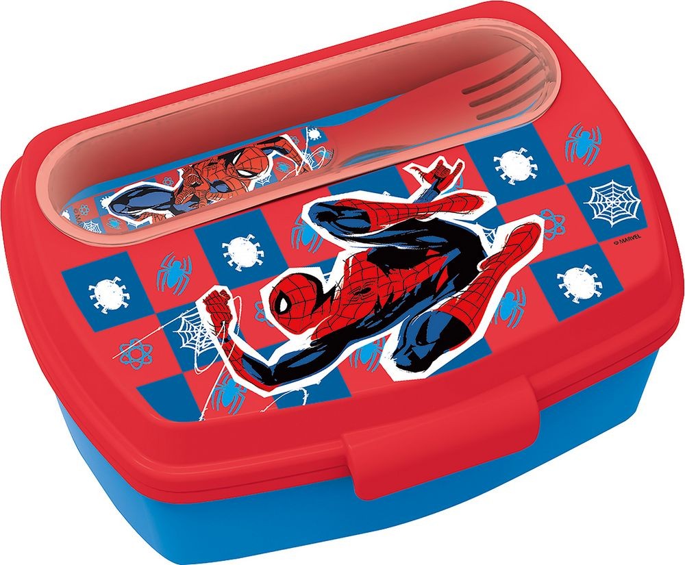 LUSTIGE SANDWICHBOX MIT SPIDERMAN-BESTECK