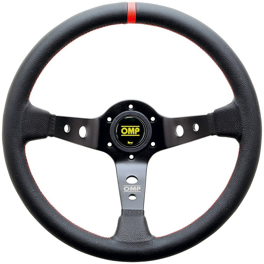 VOLANTE OMP CORSICA PIEL 350MM BRAZOS NEGRO - DETALLE ROJO