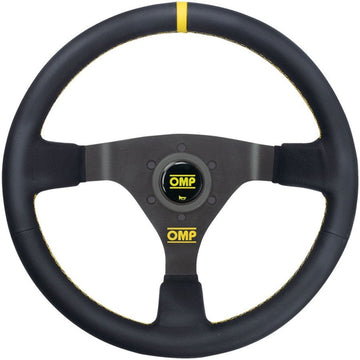 VOLANTE OMP WRC PIEL 350MM NEGRO - DETALLE AMARILLO OMP RACING | VRM Motorsports