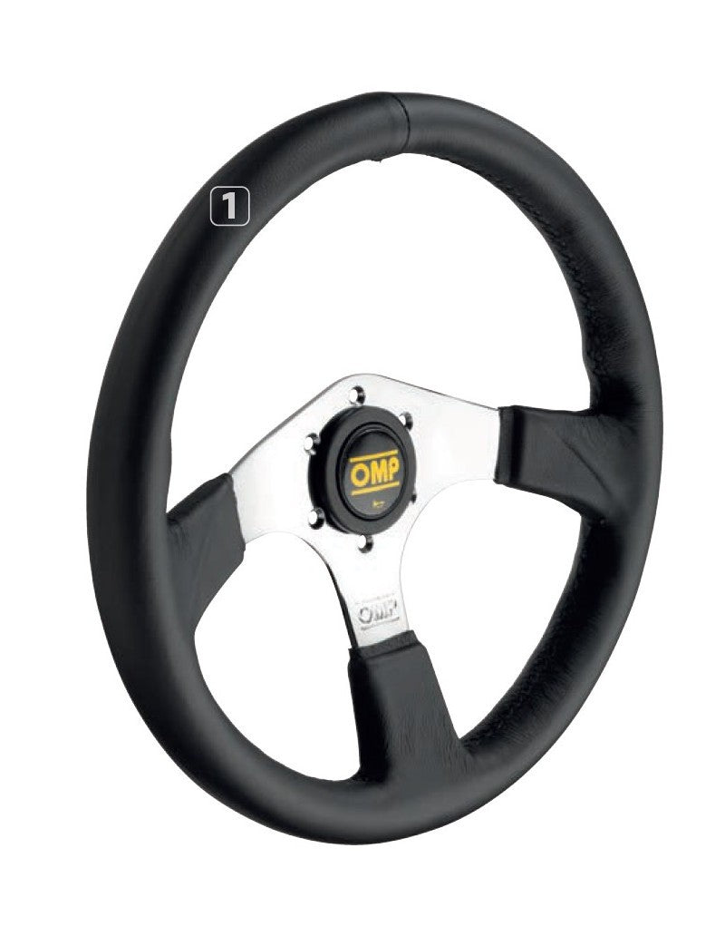 VOLANTE OMP ASSO PIEL 350MM BRAZOS CROMO