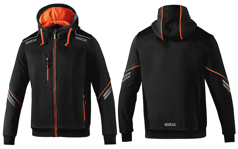 SPARCO ZIP-UP SWEATSHIRT GRÖSSE XS SCHWARZ/ORANGE