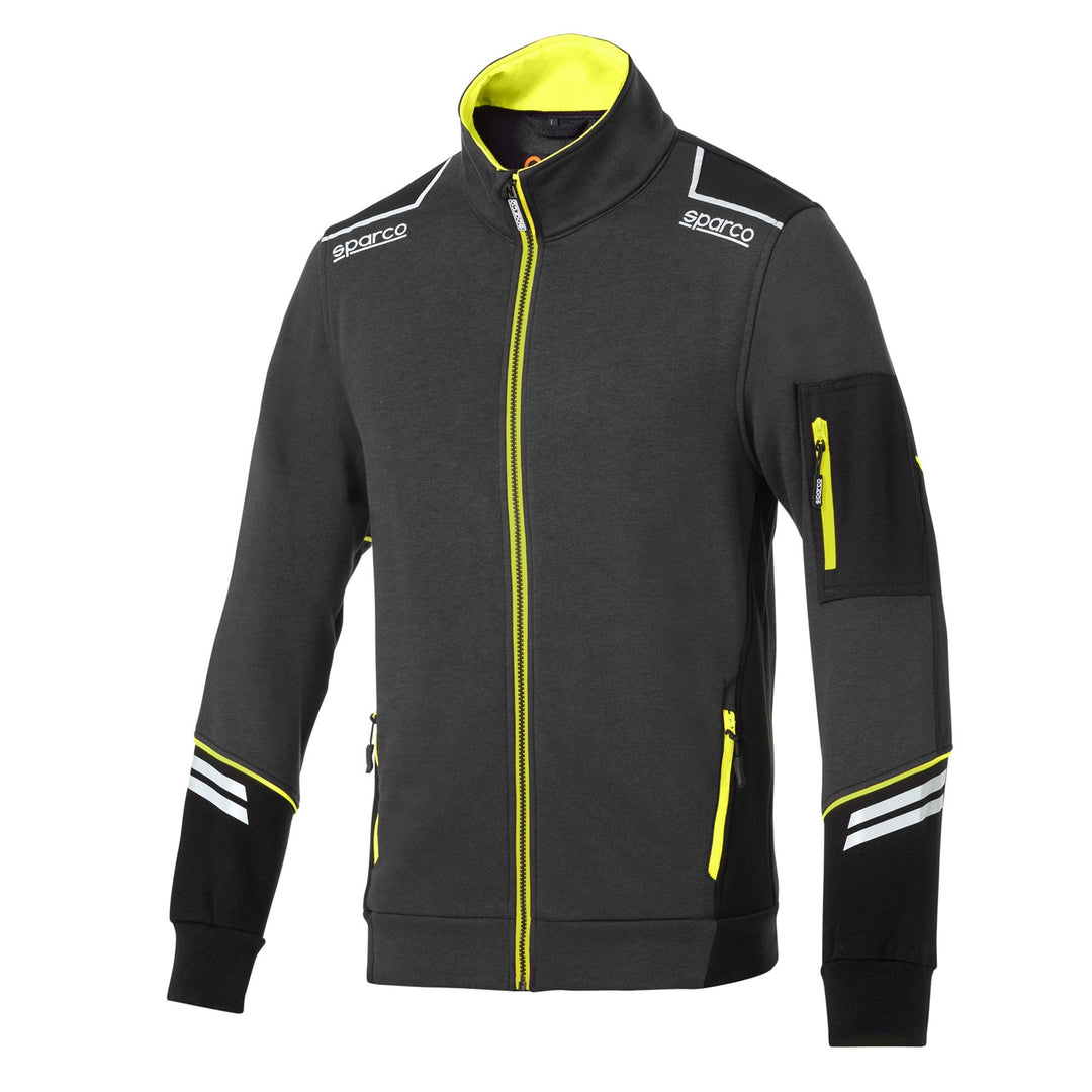 CHAQUETA SPARCO CON CREMALLERA TECH TALLA L GRIS/AMARILLO