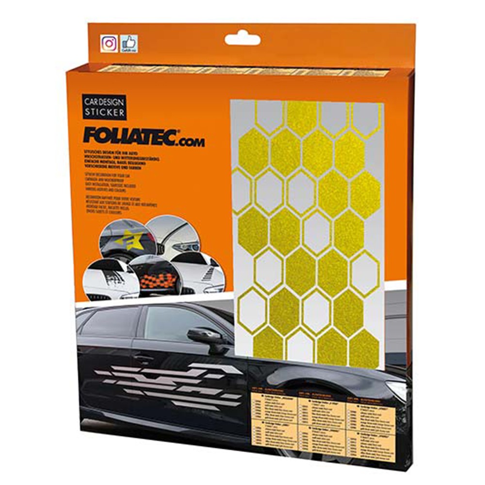 PEGATINA PARA EL COCHE DISEÑO HEXAGON DORADO