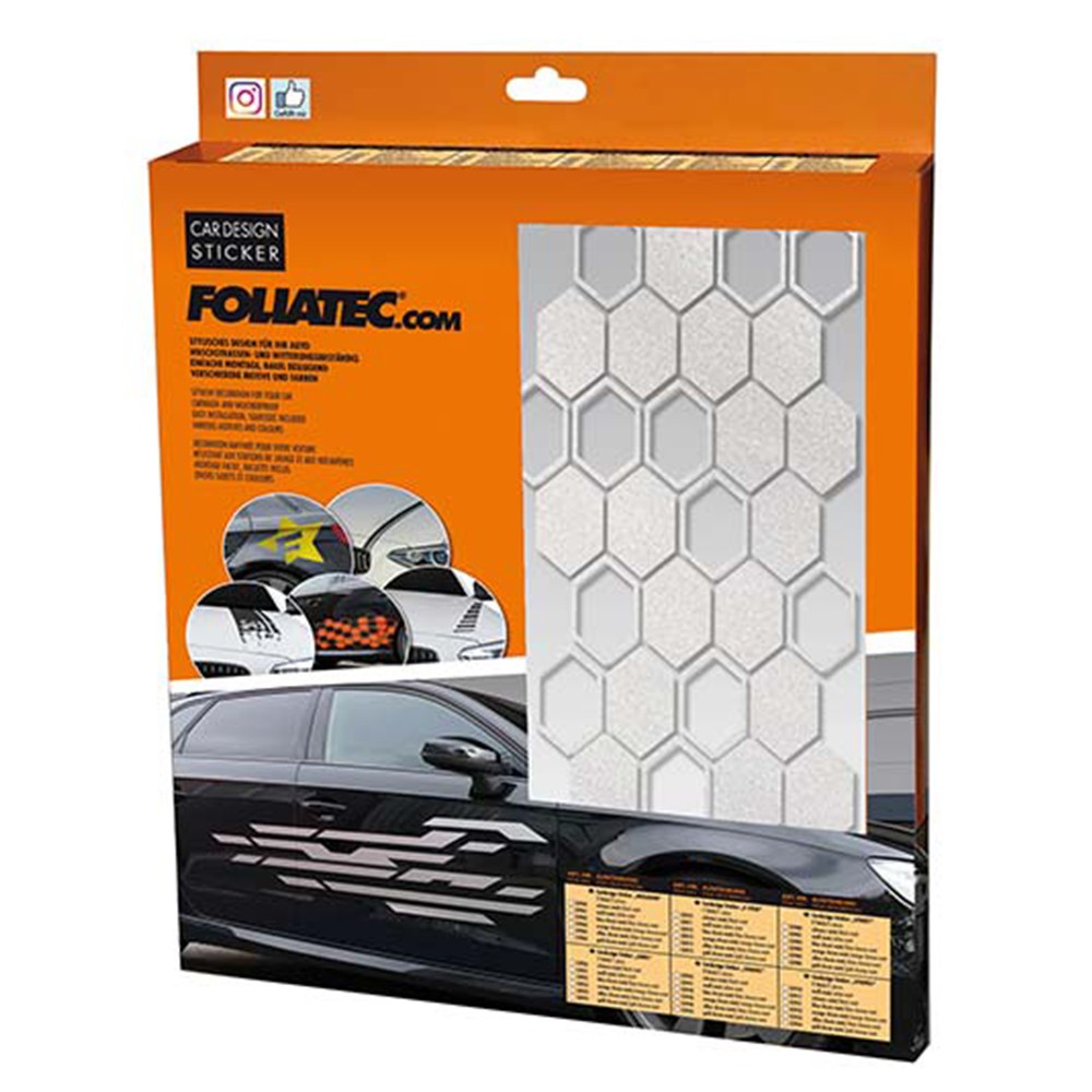 PEGATINA PARA EL COCHE DISEÑO HEXAGON PLATA