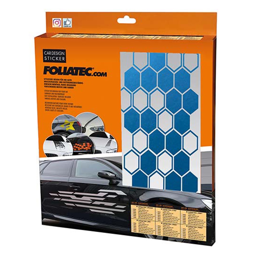 PEGATINA PARA EL COCHE DISEÑO HEXAGON AZUL