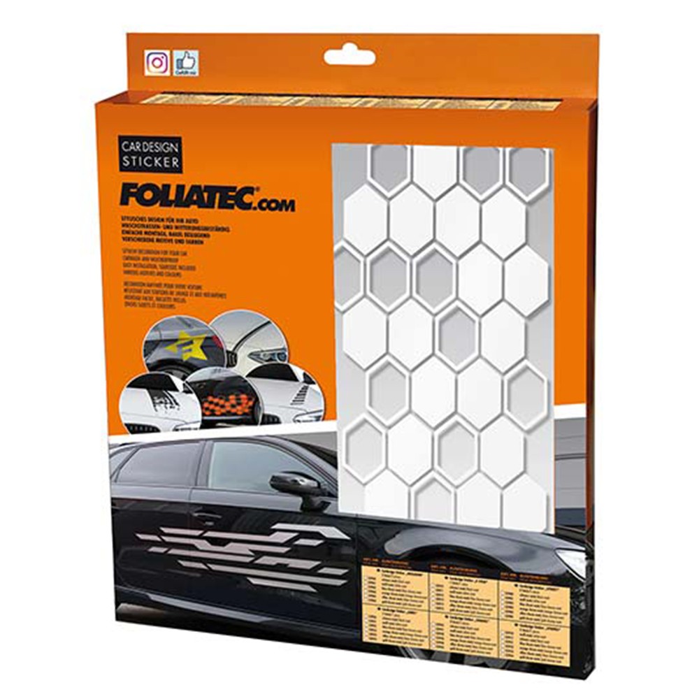 PEGATINA PARA EL COCHE DISEÑO HEXAGON BLANCO
