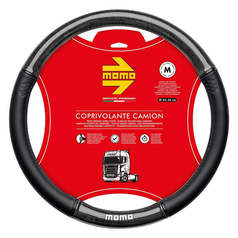 MOMO TRUCK LUXUS HOLZ SCHWARZ LENKRADABDECKUNG 44-46 CM