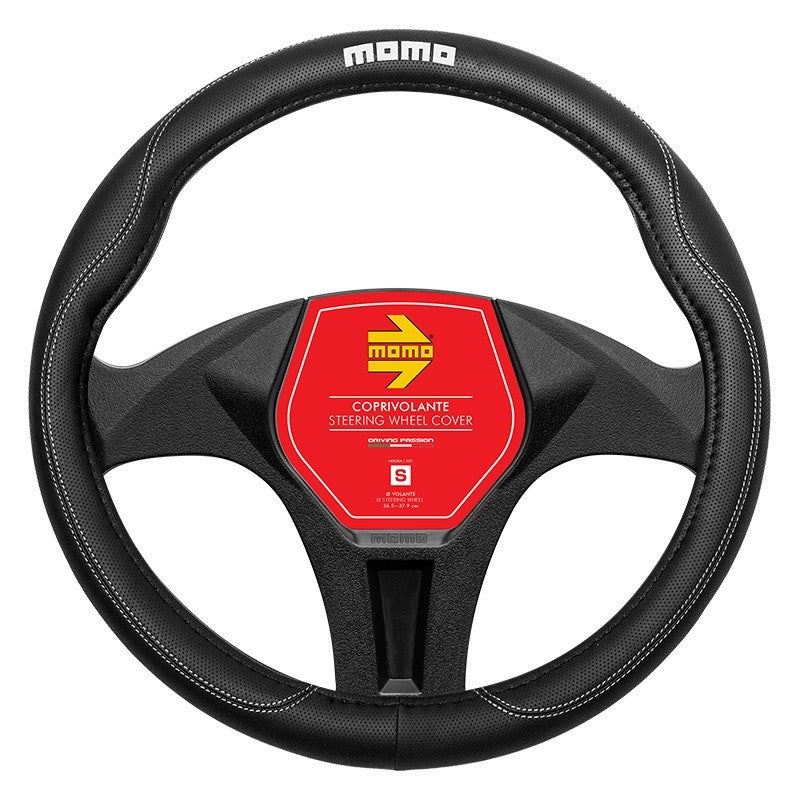 FUNDA VOLANTE MOMO COMFORT UNIVERSAL NEGRO Y GRIS 38-39CM