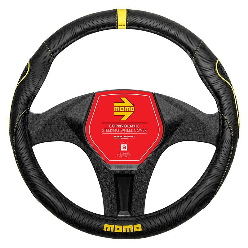 FUNDA VOLANTE MOMO SUPERGRIP UNIVERSAL NEGRO Y AMARILLO 38-39CM