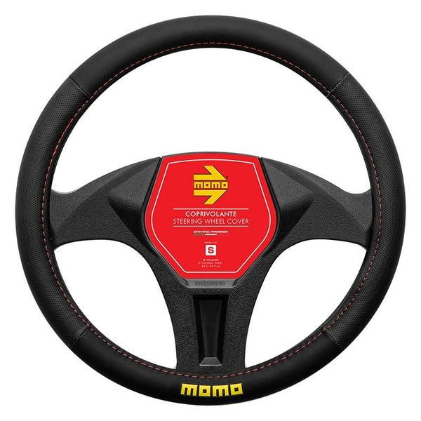 MOMO EASY BLACK-RED PU STEERING WHEEL COVER S 36.5CM-37.9CM