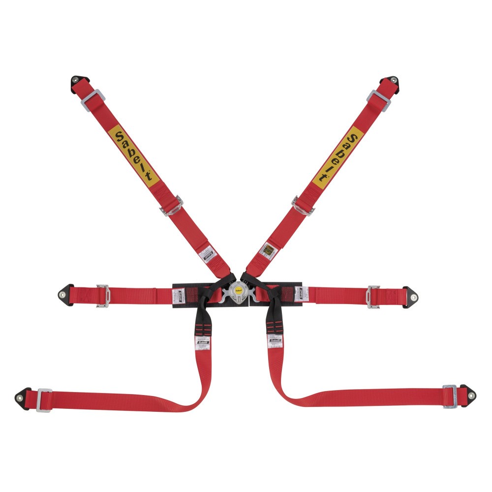SABELT GURT 6 PUNKTE FORMEL STAHL FIA8853-2016 2" PULL UP ROT