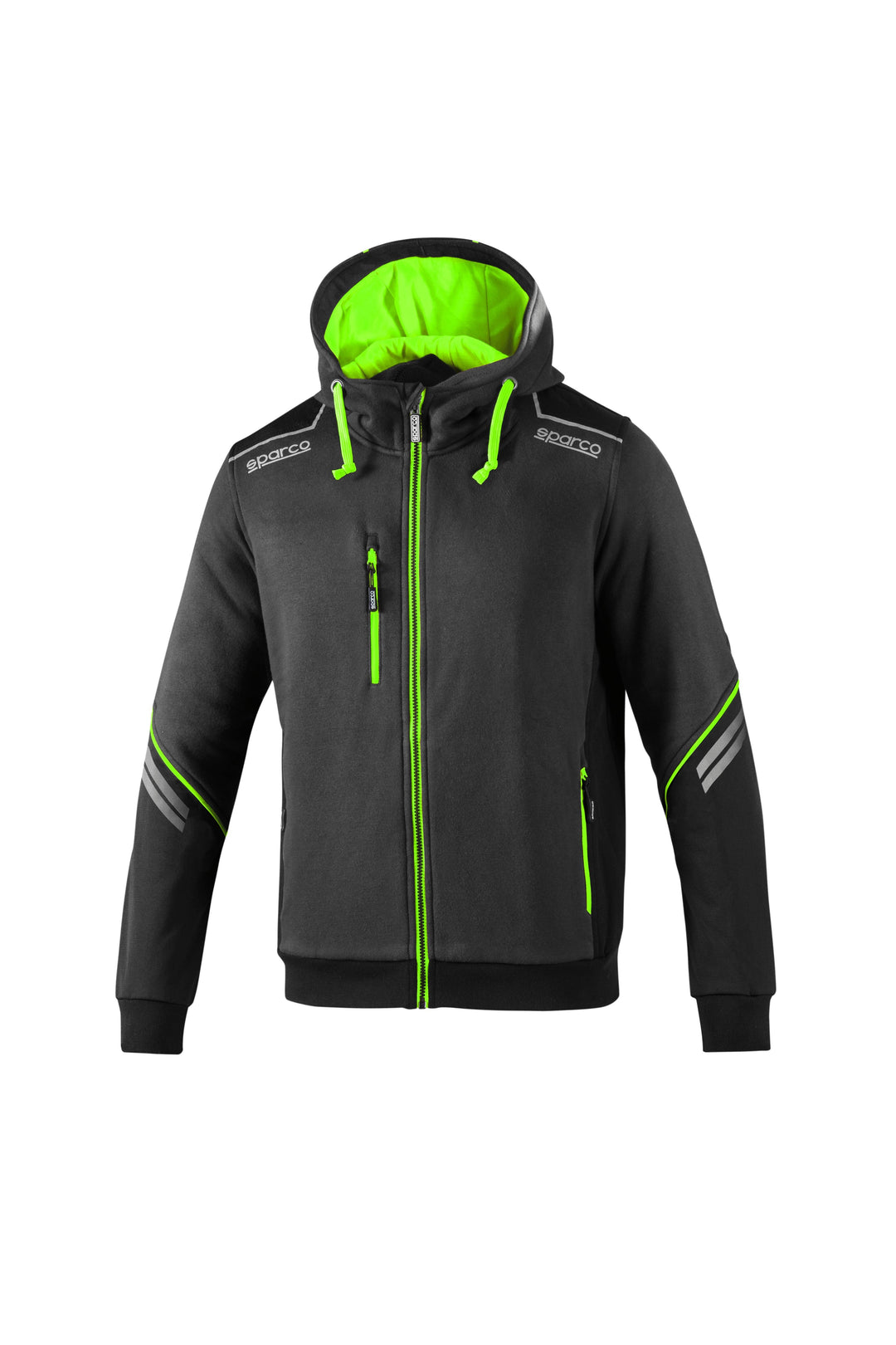 SUDADERA CON CREMALLERA Y CAPUCHA TW TALLA XXXL GRIS/AMARILLO FLUO