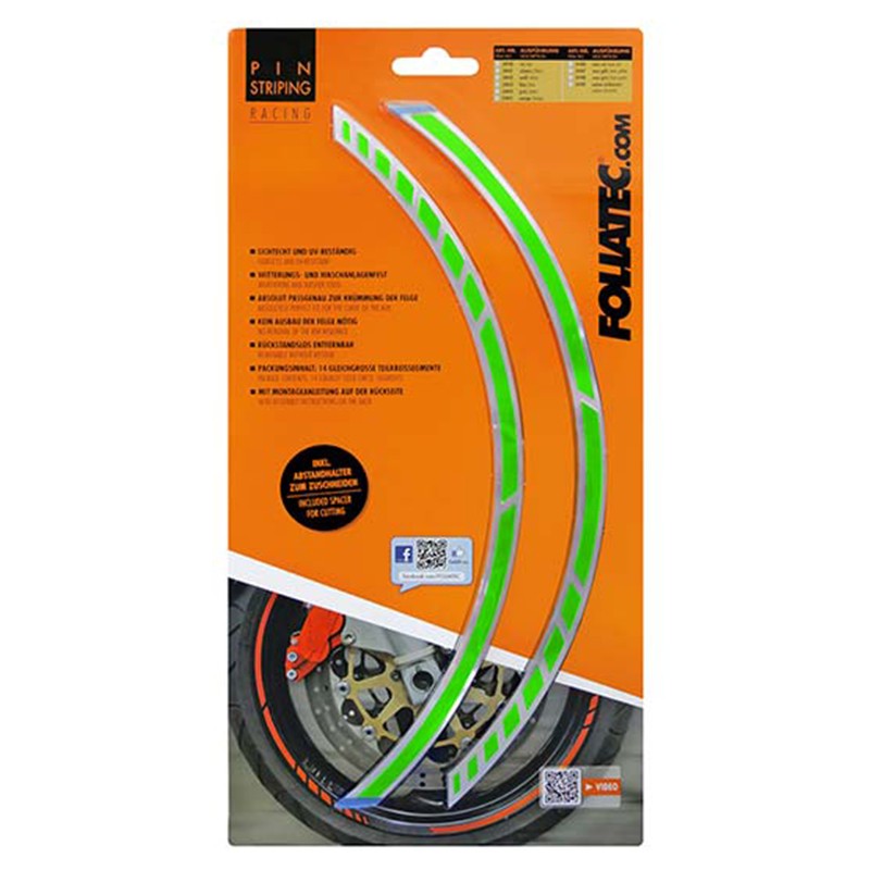 PIN STRIPING RACING NEON GREEN 14 BANDS OF 7 MM X 41 CM INCLUDING SPACER