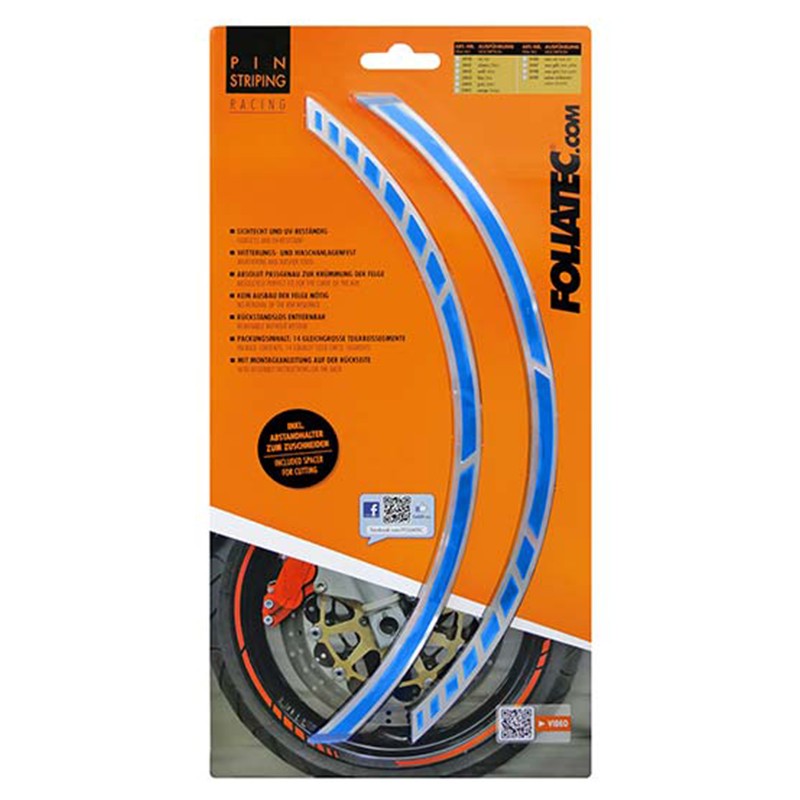 PIN STRIPING RACING GT AZUL 14 BANDAS DE 7 MM X 41 CM  INCLUIDO ESPACIADOR