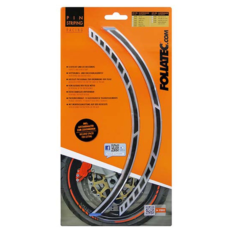 PIN STRIPING RACING NEGRA 14 BANDAS DE 7 MM X 41 CM  INCLUIDO ESPACIADOR