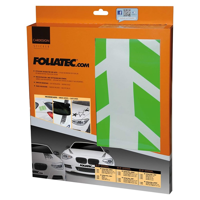 PEGATINA PARA COCHE DISEÑO SOMBRAS NEON VERDE  77  X 9 CM  2 PIEZAS