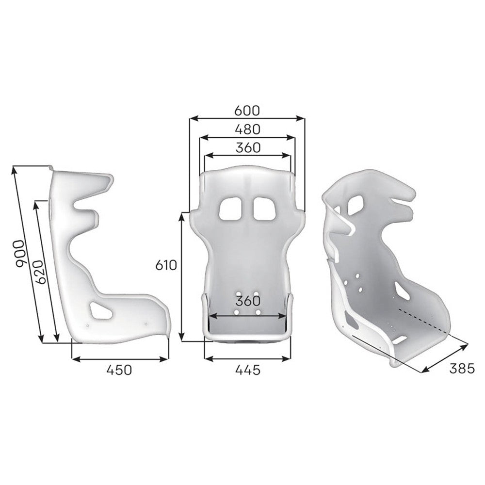 HTE EVO FIBREGLASS SEAT NEGRO