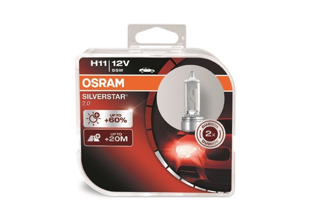 HALOGEN OSRAM SILVERSTAR H11 12V 55W + 60% DUO &