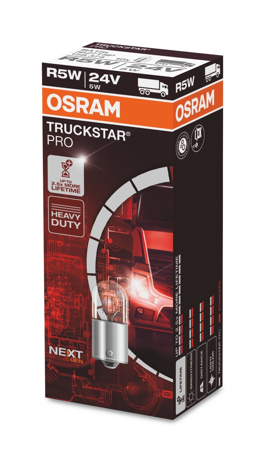 OSRAM TRUCKSTAR PRO NEXTGEN +120% BA15S 24V 5W | 10 PCS