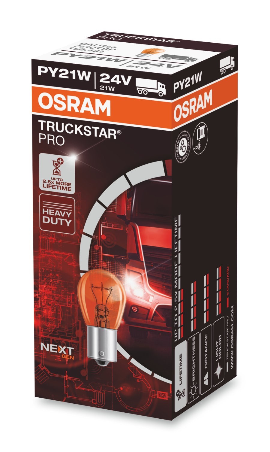 OSRAM TRUCKSTAR PRO NEXTGEN +120% BAU15S 24V 21W | 10 PCS