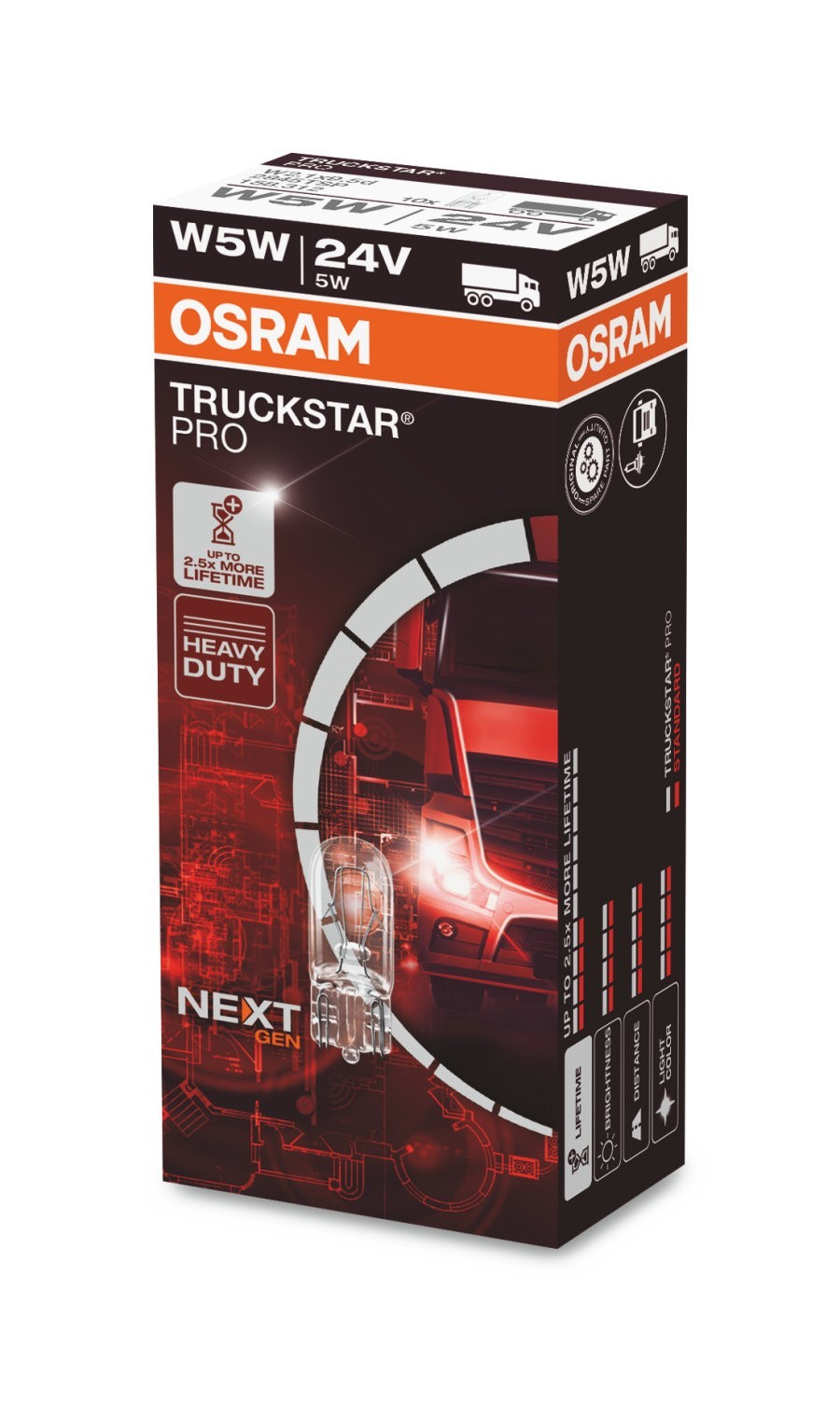 OSRAM TRUCKSTAR PRO NEXTGEN +120% W2,1X9,5D 24V 5W | 10 PCS