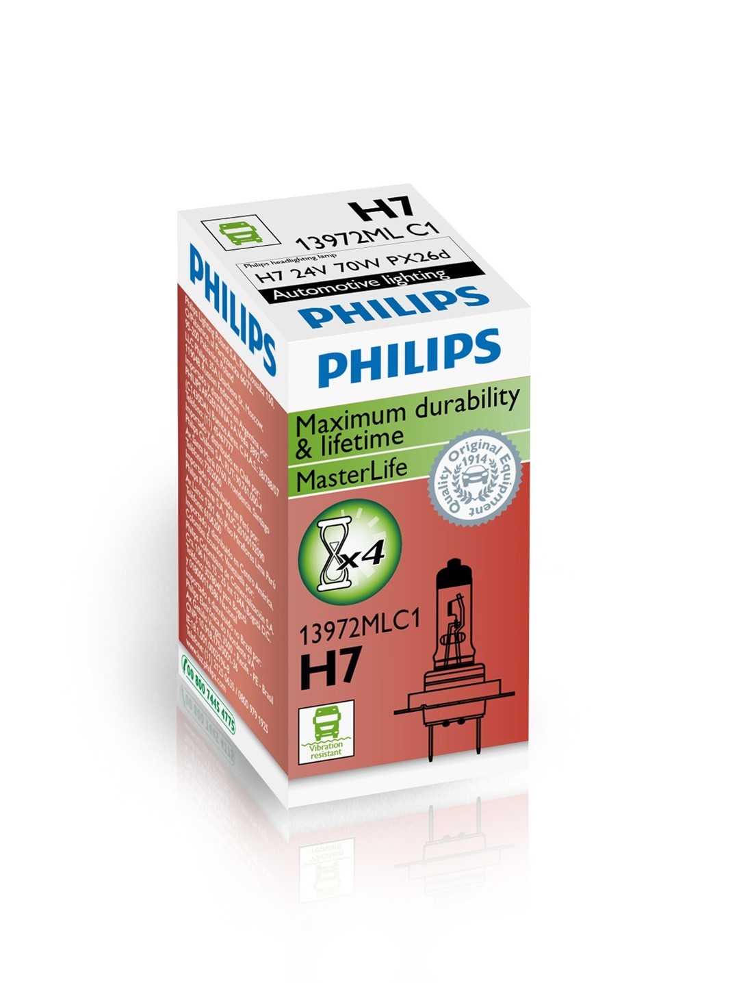 PHILIPS H7 MASTERLIFE 24V70W PX26D C1