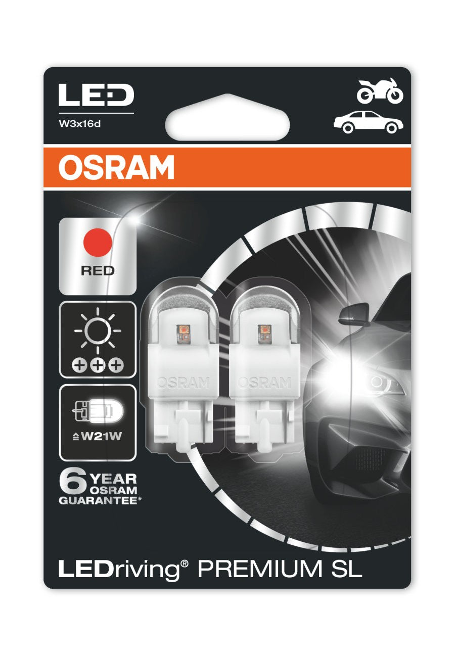 OSRAM LEDRIVING® 7905R-02B 1.5W 12V W3X16D W21W RED &